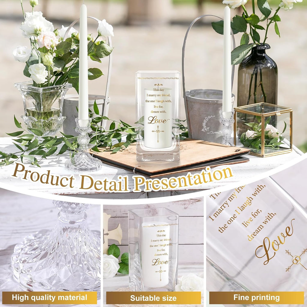 FoldTier Unity Candles with Holder for Wedding Ceremony Set 1 6" Pillar 2 9.8'' Taper Candles 3 Candlestick for Religious Formal Events Church(Cross) (3 Pcs)
