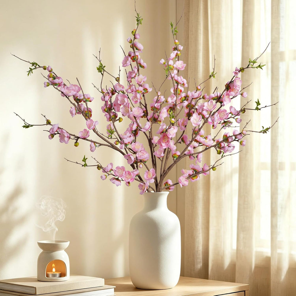 4PCS Pink Cherry Blossom Branches 35.4'' Long Stem Artificial Flowers...