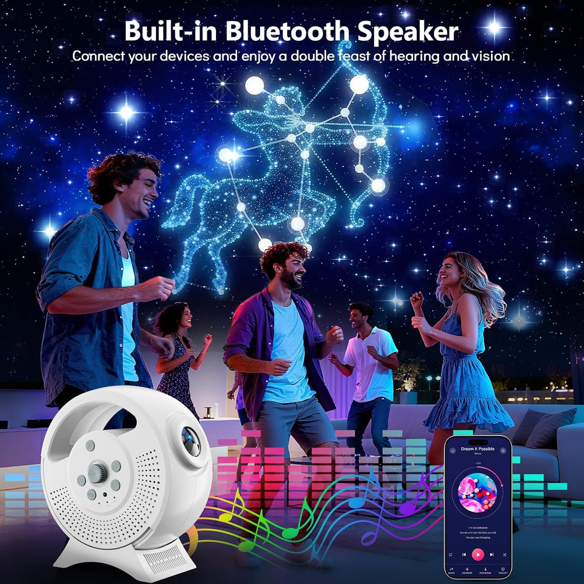 rossetta 3d galaxy projector, 60 scenes star light showing dimensions
