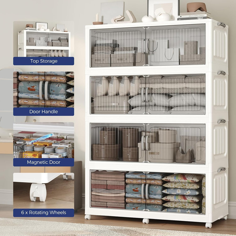250Gal Extra Large Stackable Storage Bins with Lid, 1000QT Foldable Collapsib...