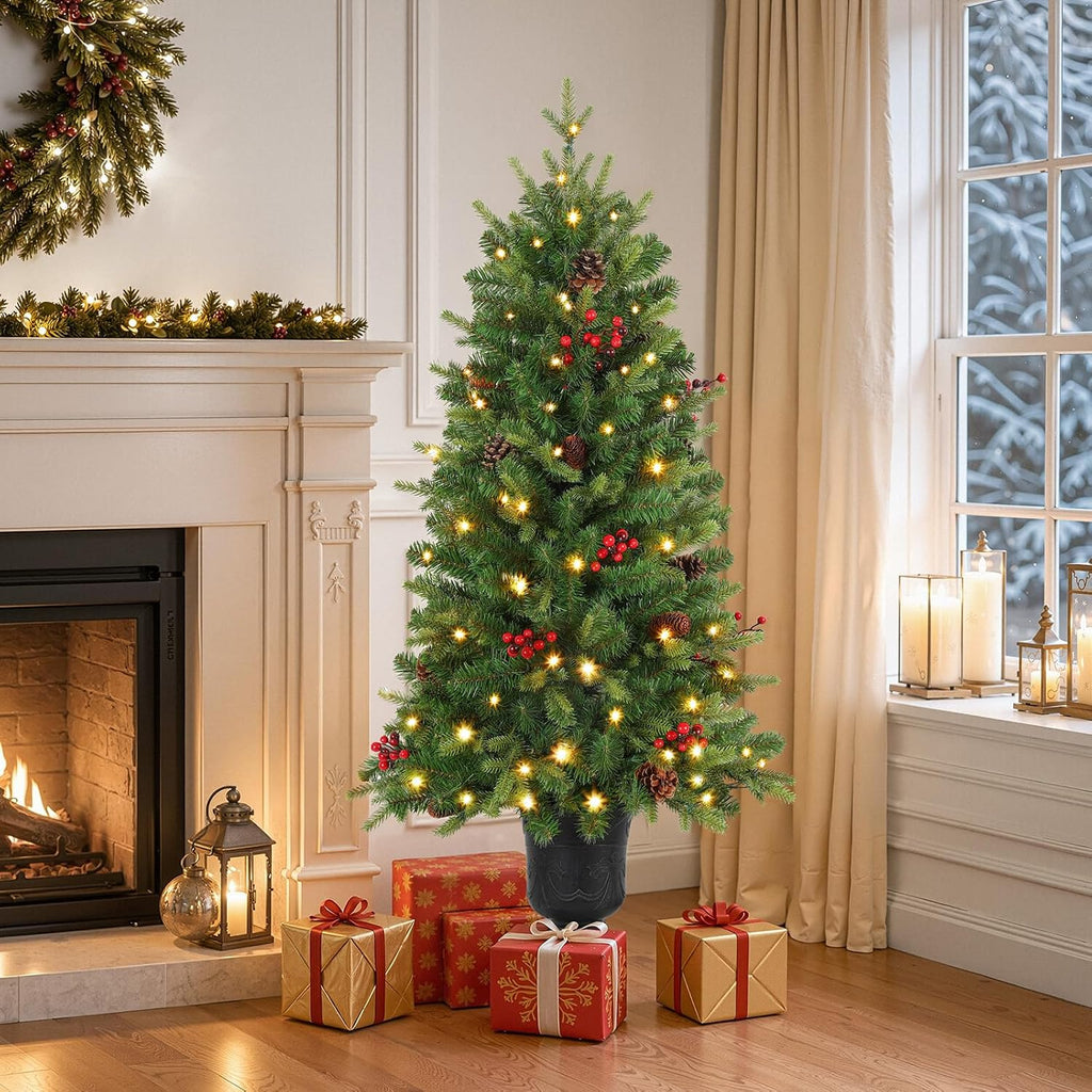 Alupssuc 4FT Prelit Plug-in Artificial Christmas Tree with Lights, 2 Pack