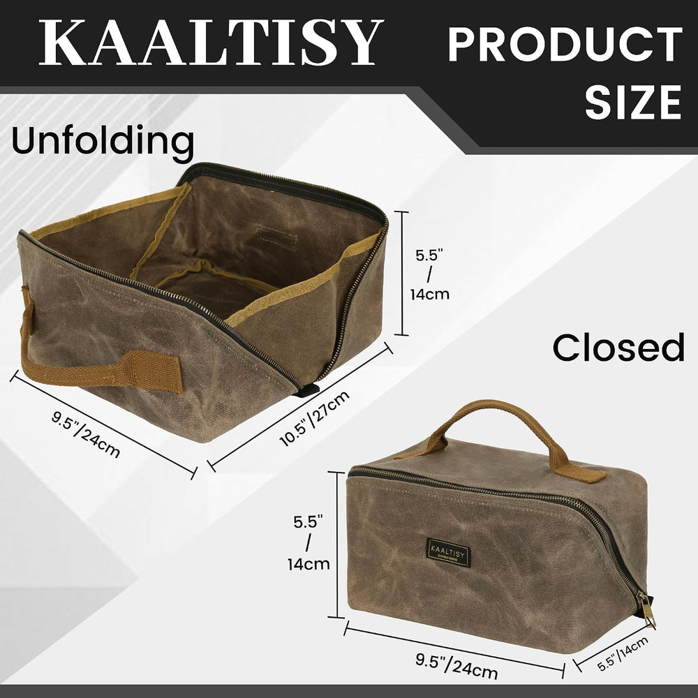 Canvas Tool Bag, Zippered Tool Pouch with Handle, 16 OZ Waxed Canvas Tool Sto...
