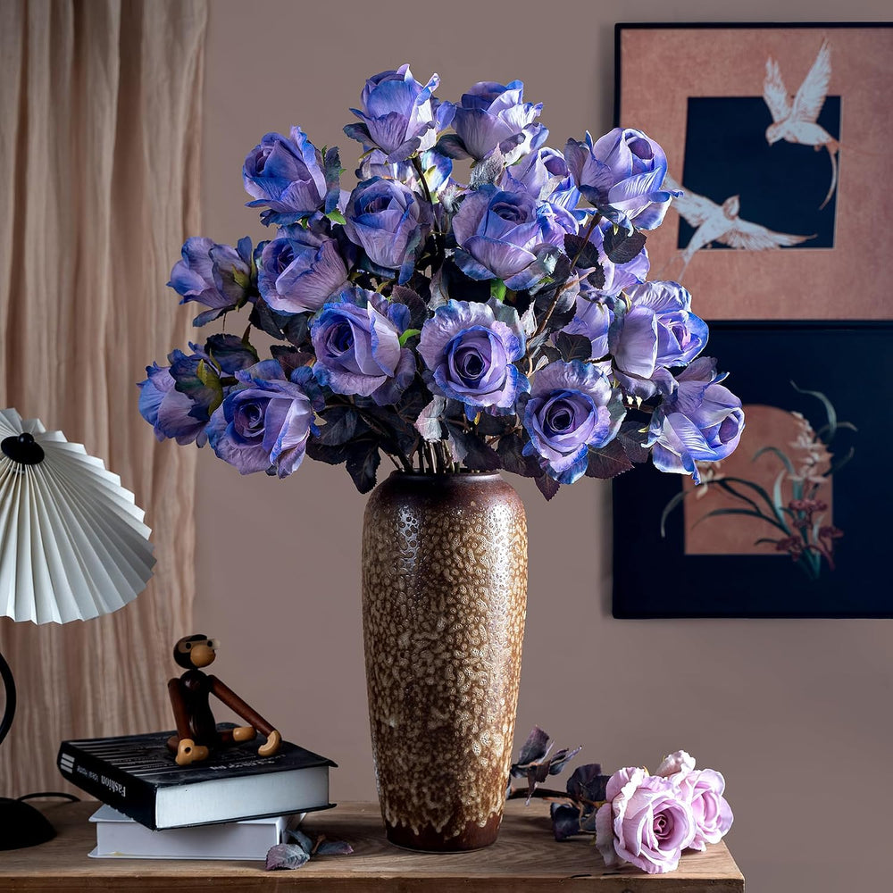 Fall Flowers Artificial Roses, 20PCS, Dreamy Purple, 23.2" Long Stem Fak...