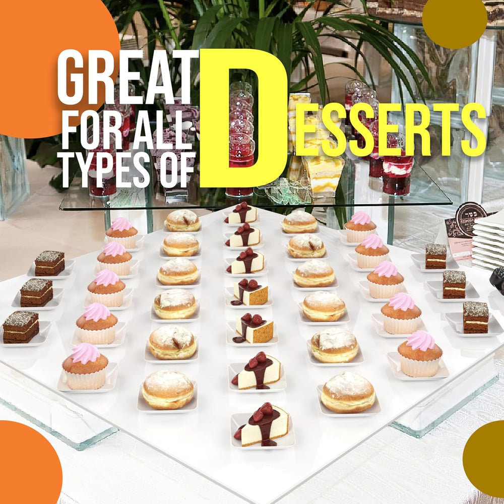Exquisite Tiny Mini Appetizer Plates - 240 Pack 2.4 In. x 2.4 In. White Plast...