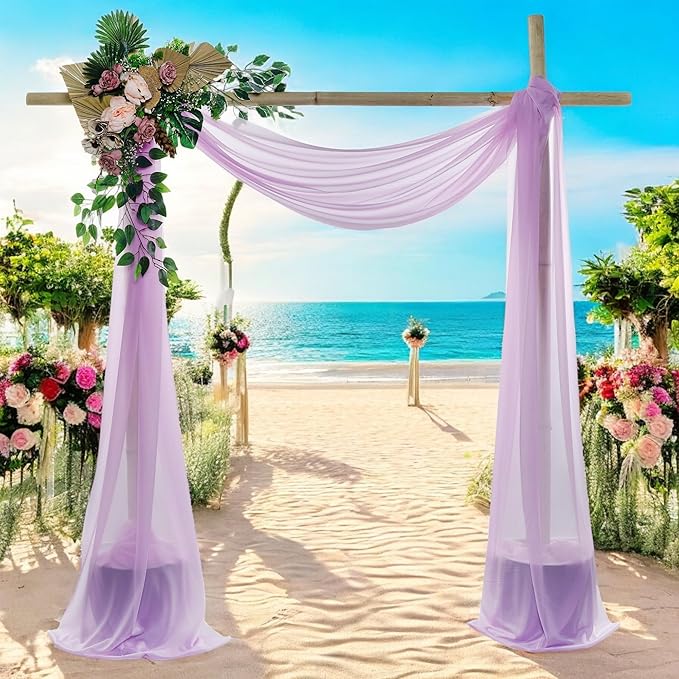MDS Halloween Chiffon Draping Fabric - 2 Panel, 30" Wide x 100ft Long - Sheer Spooky Arbor & Canopy Drapery for Haunted House Backdrops, Party Ceilings, DIY Costumes & Themed Events - Orchid (Pack of 2)