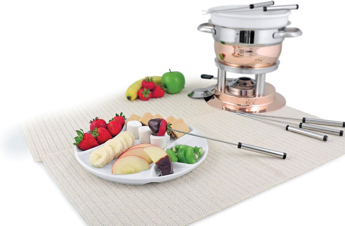swissmar raclette & fondue porcelain plates, set of, close-up detail