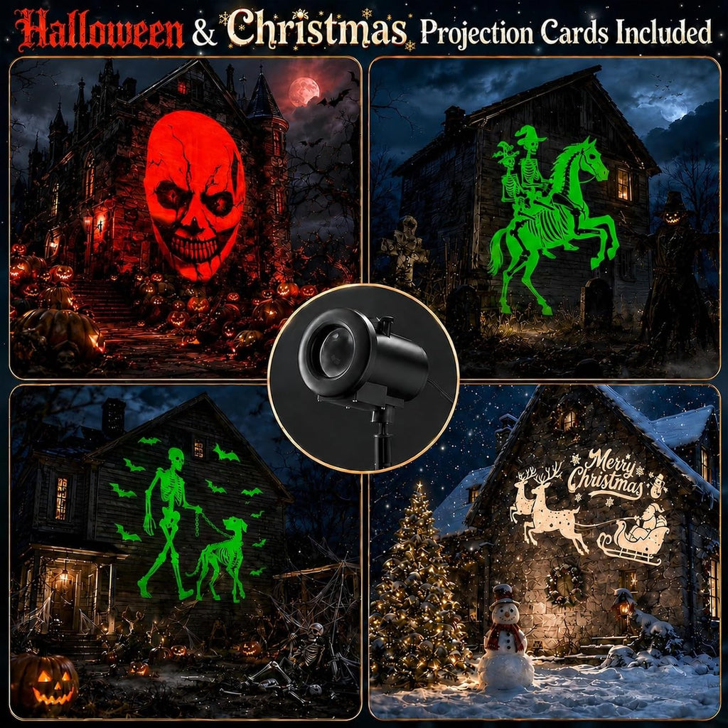 12-in-1 halloween projector lights, outdoor dynamic halloween projector on a desk or shelf