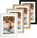 10x14 Picture Frame Set of 4 with Tempered Glass, Display 8x12 Picture with Mat or 10 x 14 Without Mat, Mixed Color Wood Photo Frames for Wall Mounting