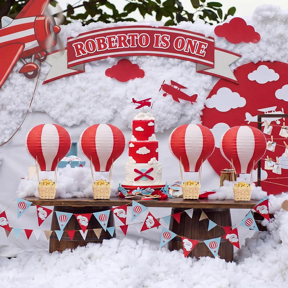 Meooeck 8 Sets Red Hot Air Balloon Table Centerpieces Decor