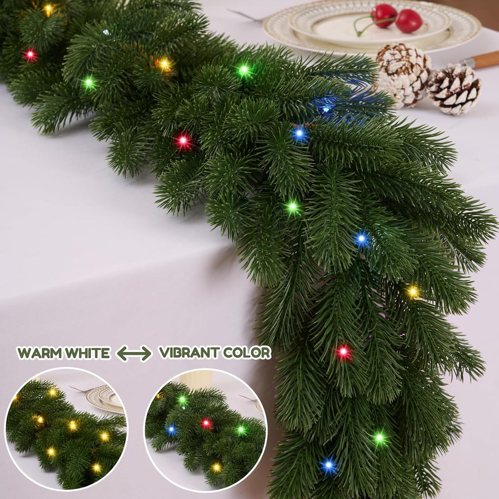 6FT 1Pcs Prelit Realistic Faux Norfolk Pine Garland for Christmas Decor
