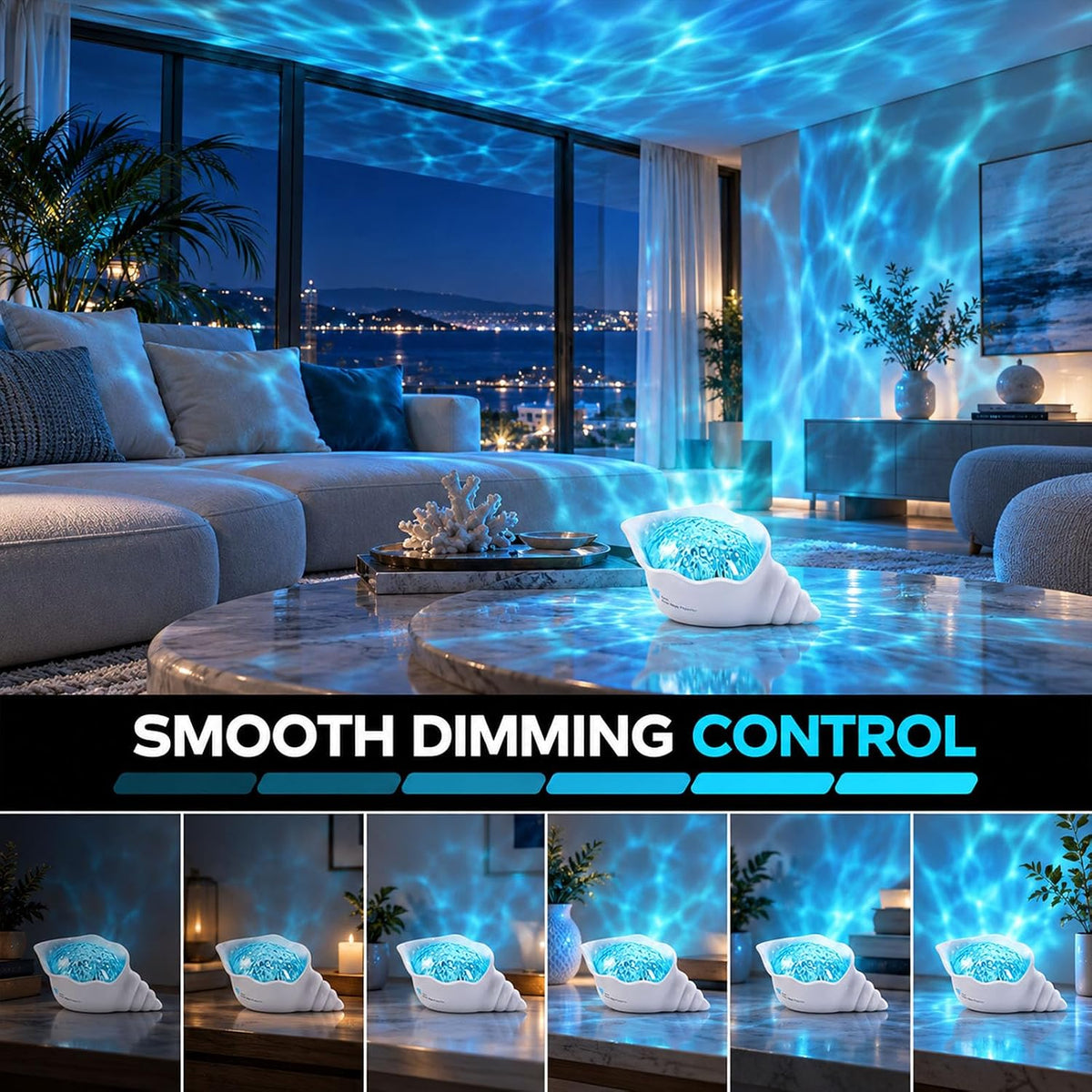 conch ocean wave projector for room decor |, package contents