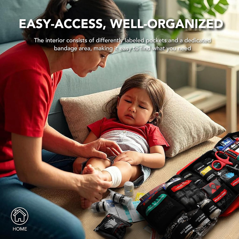 430 Piece First Aid Kit, Well-Organized Water-Resist Reflective Portable