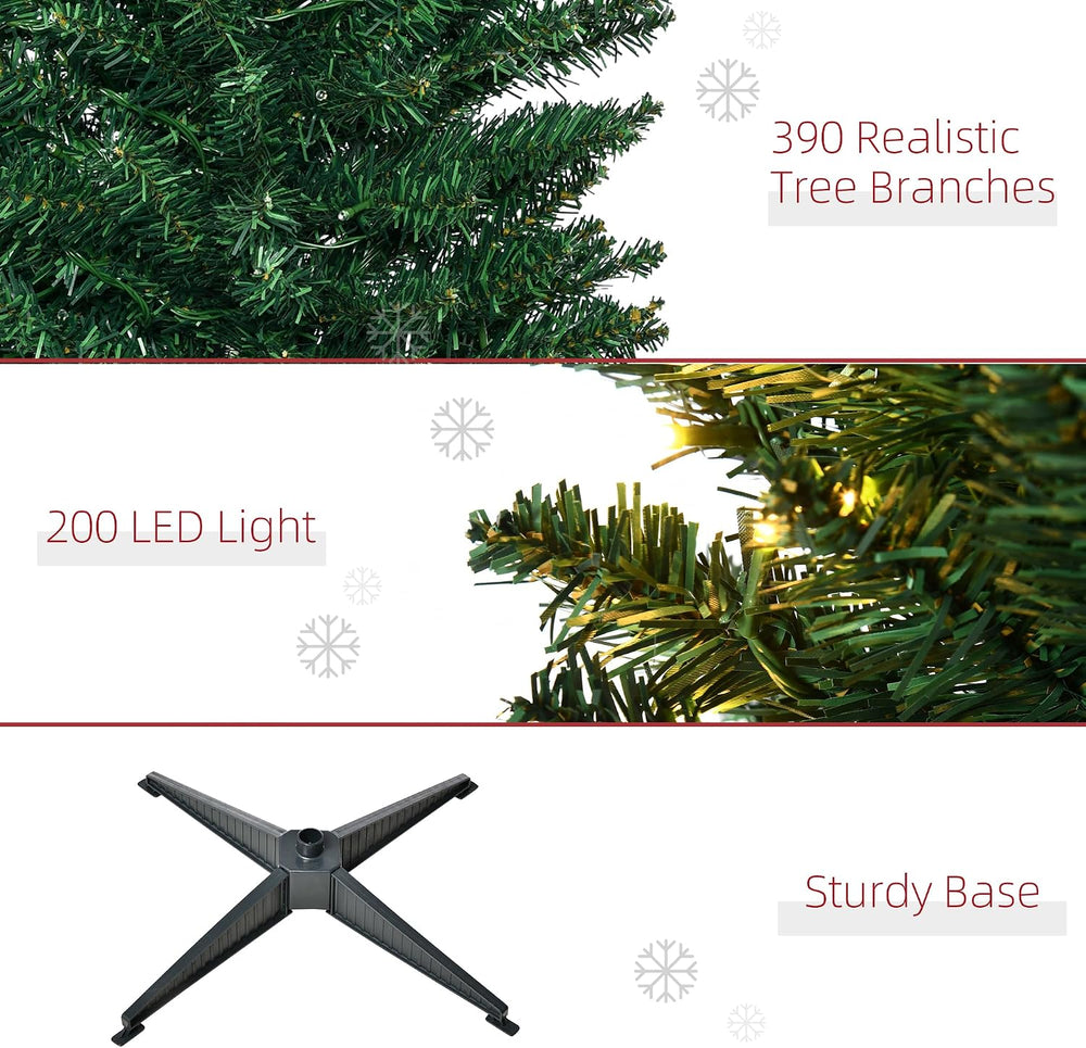 HOMCOM Noble Fir Artificial Pencil Christmas Tree Prelit 6' Green