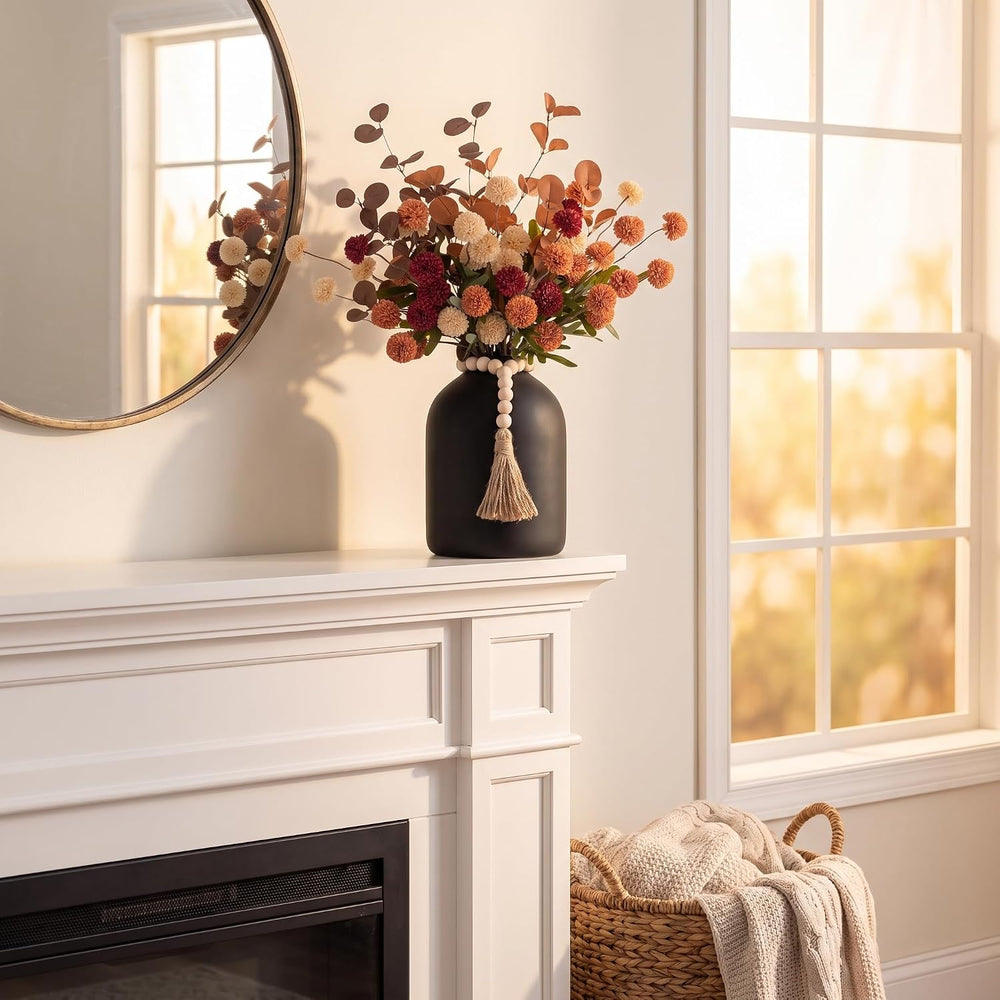 20''H Fake Fall Flowers in Large Black Vase for Centerpiece Table Dec...