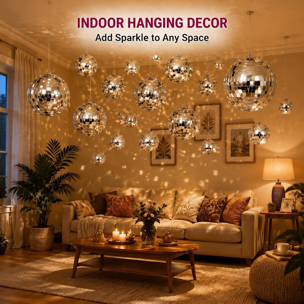 Funtery 100 Pcs Disco Balls Bulk Silver,0.8'',1.6'',2.4'&...