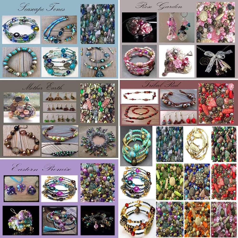 8 x Large Packs of Jewellery Making Beads in Red Purple Pink Green Blue Orang...