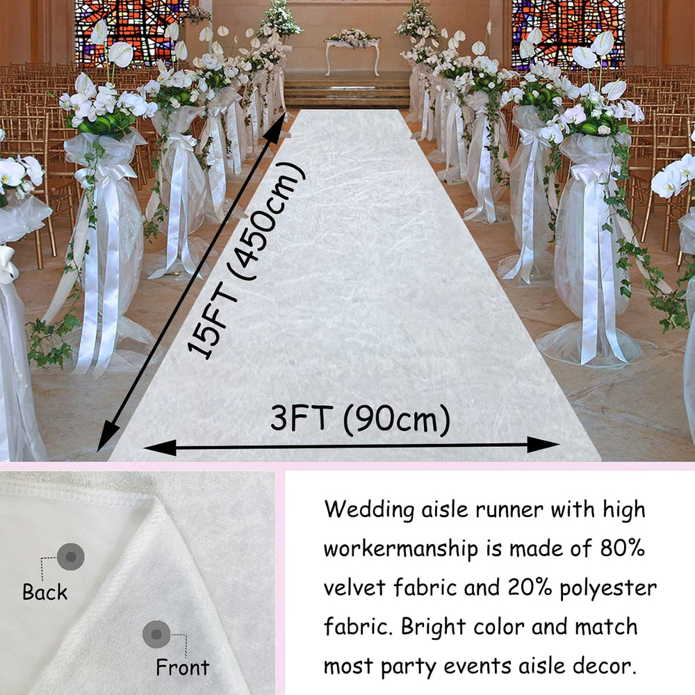FUHSY Aisle Runner for Wedding Ceremony White Aisle Runner Velvet Carpet 3FTx...