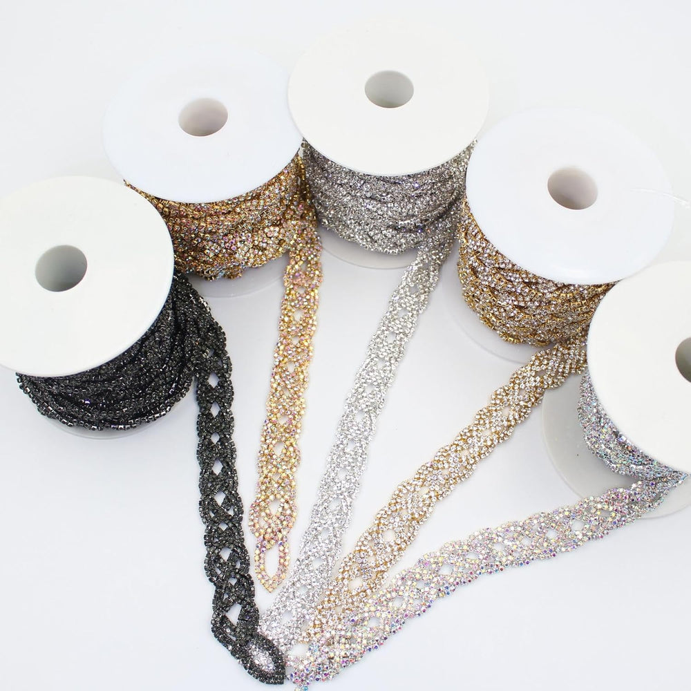 PEARLY JUN 5 Yards Rhinestone Trim Chain Gold Rhinestone Stringing DIY Jewelr...