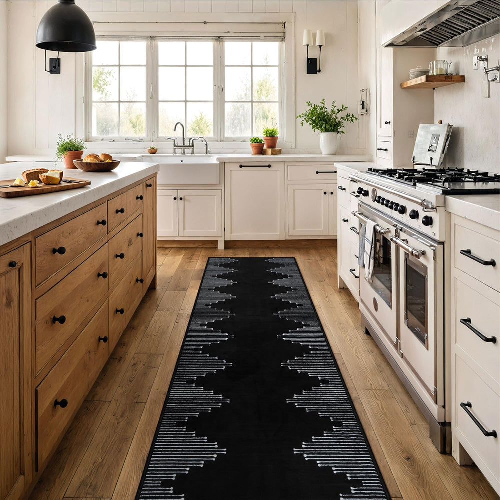 Black Runner Rug, 2.6x10 Low Pile Long Soft Black Carpet Runners