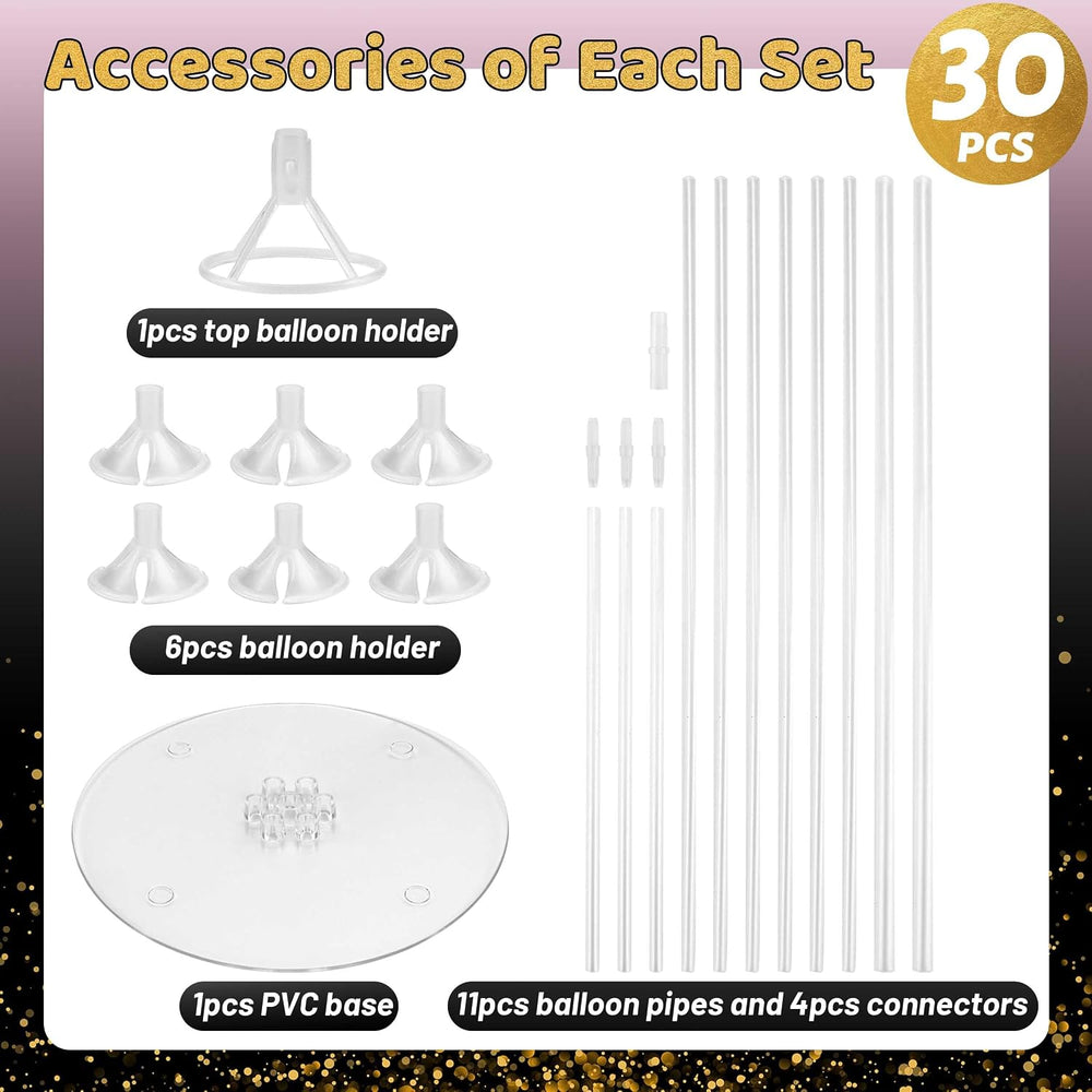 30 Sets Balloon Stand Kit, Balloon Sticks with Base