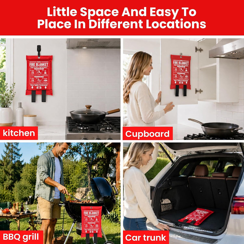 Fire Blanket for Home and Kitchen,40" x 40",4 Pack,Emergency Fire B...