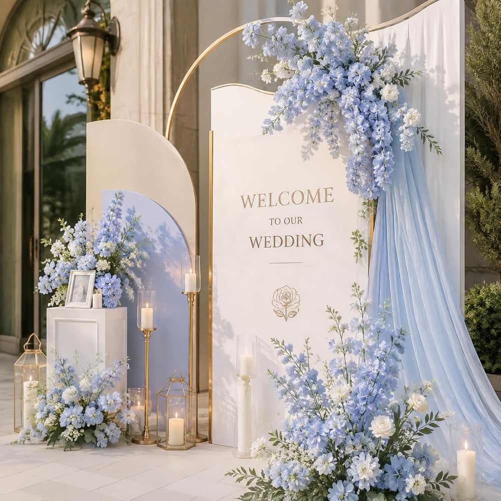50 Pcs Blue Delphinium Artificial Flower Bulk, 34.25"