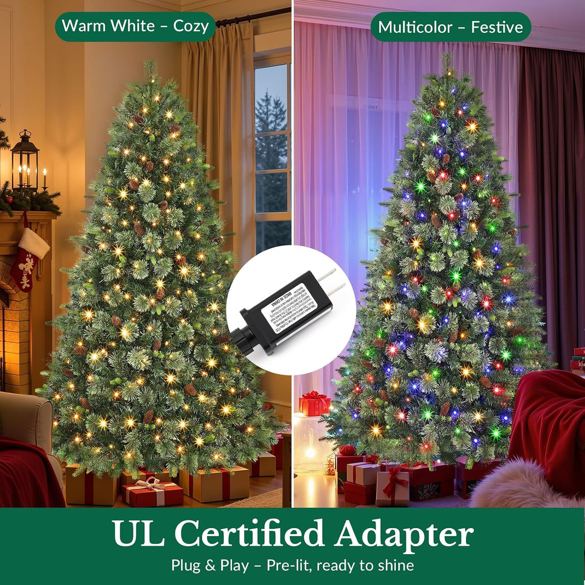 6.5FT Artificial Prelit Pre-Decorated Christmas Tree with Remote, Timer