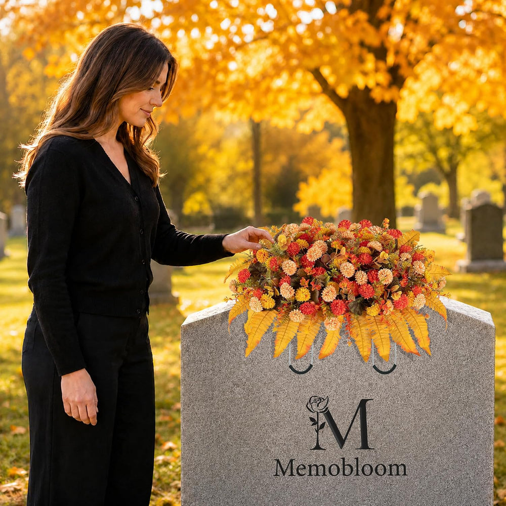 Fall Flowers for Cemetery Decorations: Headstone Flower Saddle