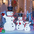 Tangkula 3-Piece Christmas Lighted 3D Snowman Family, 4.1 FT Snowman Set