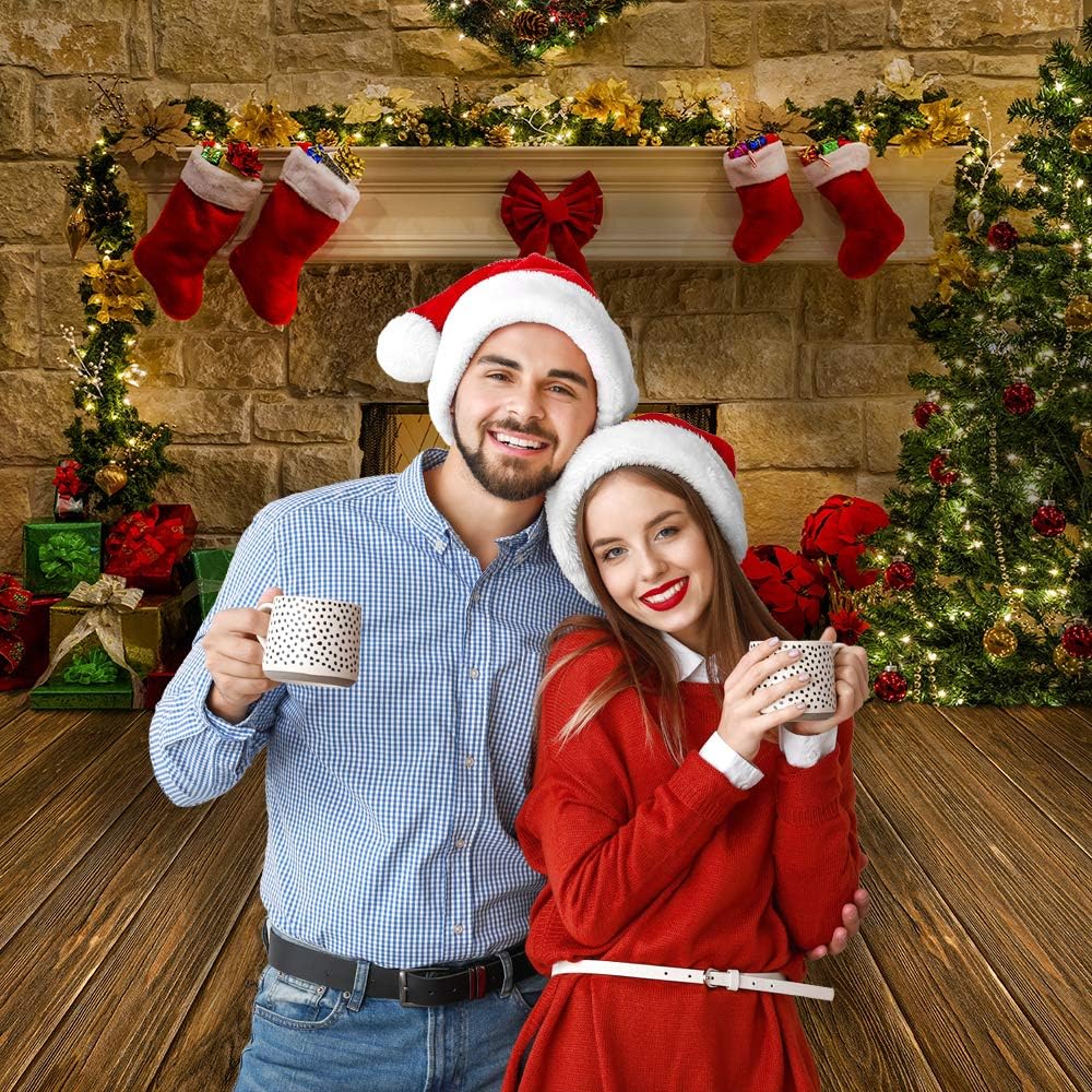 10X10FT Christmas Fireplace Theme Backdrop for Photography Tree Sock Gift Dec...