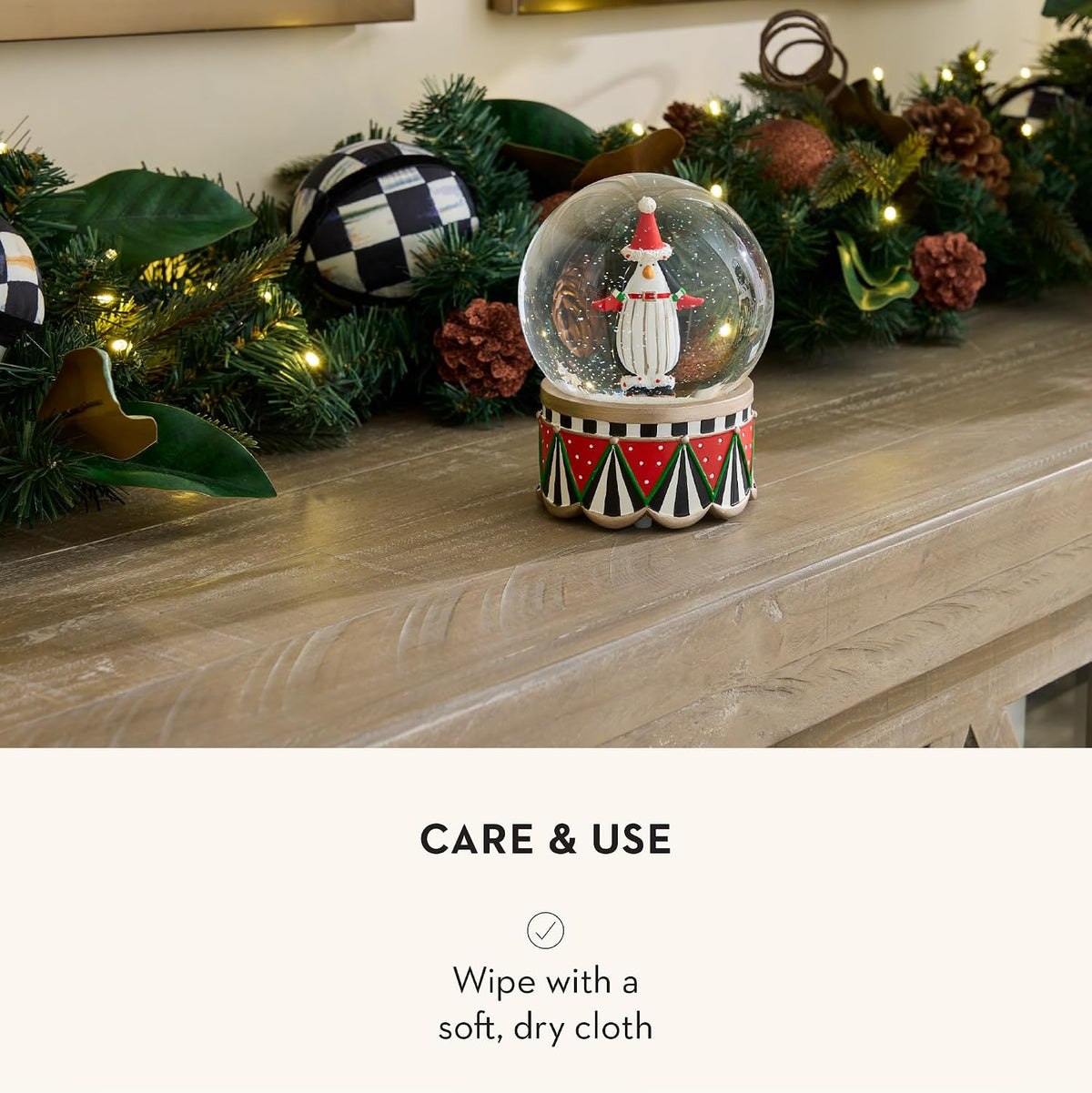 MACKENZIE-CHILDS Patience Brewster Penguin Snow Globe, Christmas Penguin Decor