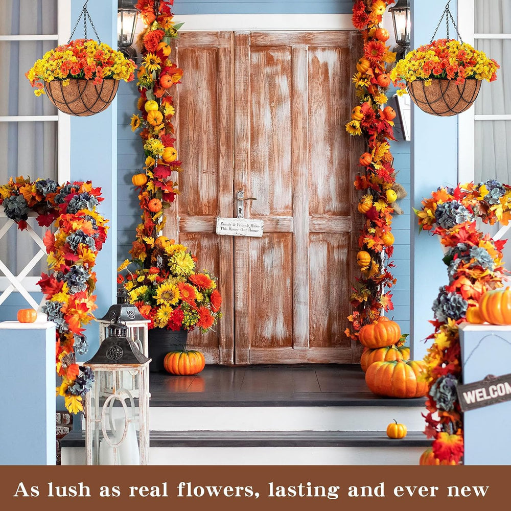 Beeveer 2 Pack Artificial Outdoor Fall Flowers