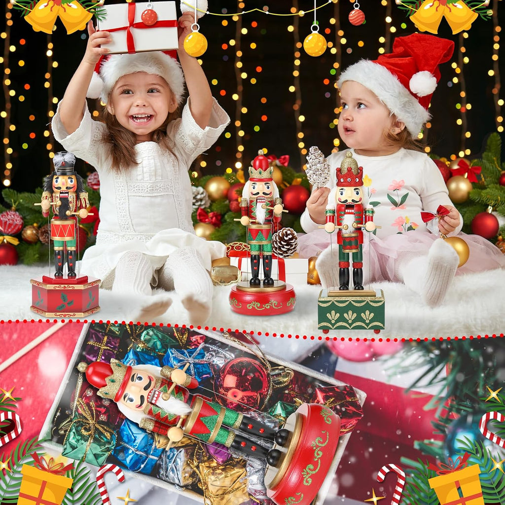 soaoo 3 pcs christmas nutcracker music box wooden, package contents