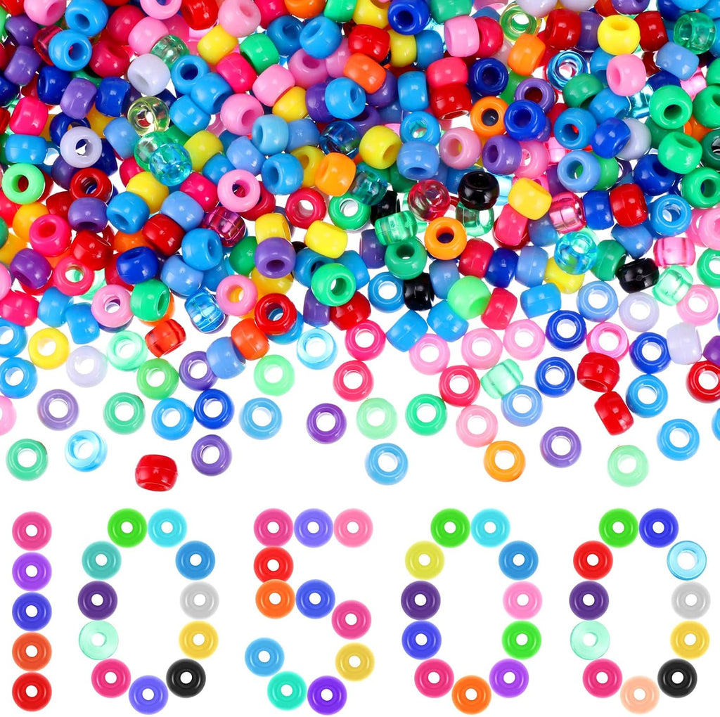 Jexine 10500 Pcs Bulk Plastic Pony Beads for Craft,Round,Mixed Color