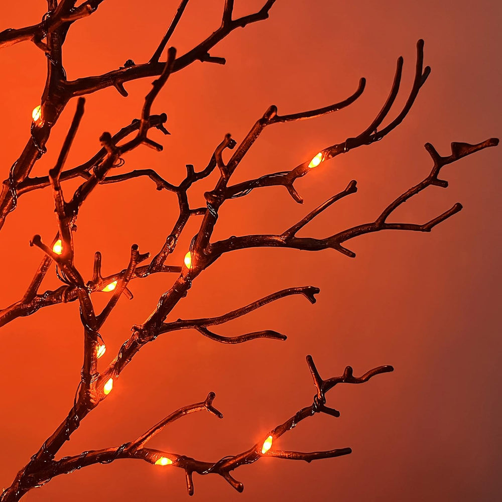 LITBLOOM Halloween Tree with Lights Plug in 4FT 150 Orange Fairy Lights, Ligh...