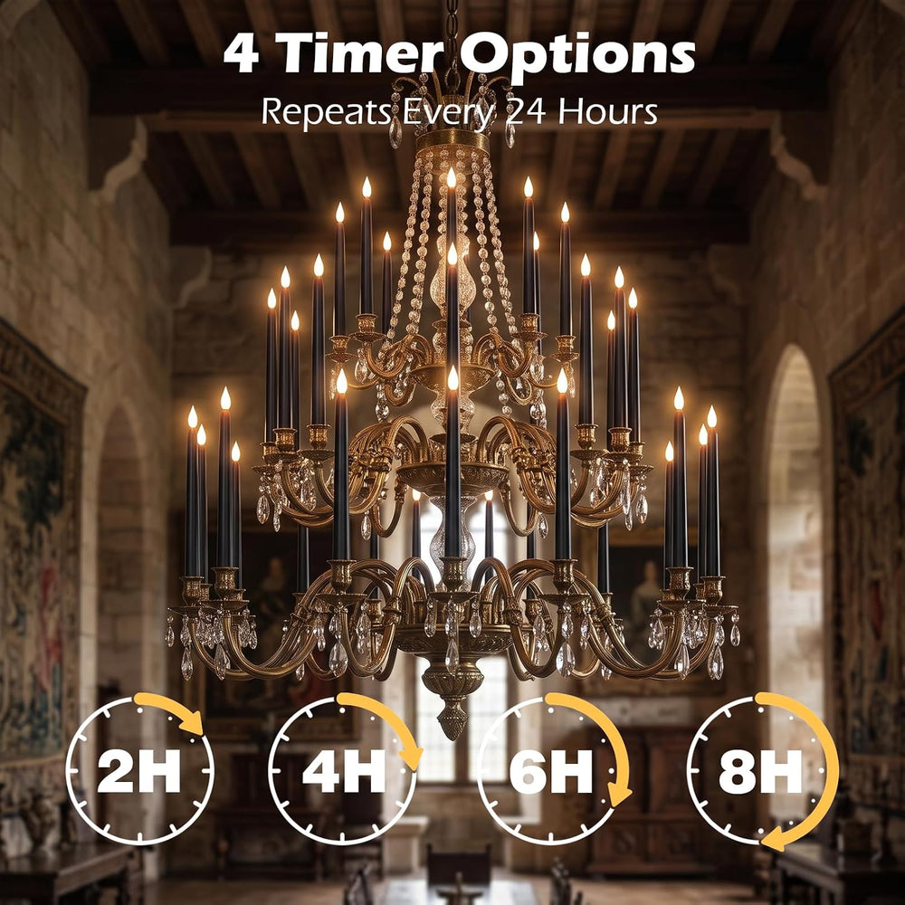 11 Inch Black Flameless Taper Candles with Remote Timer, Halloween