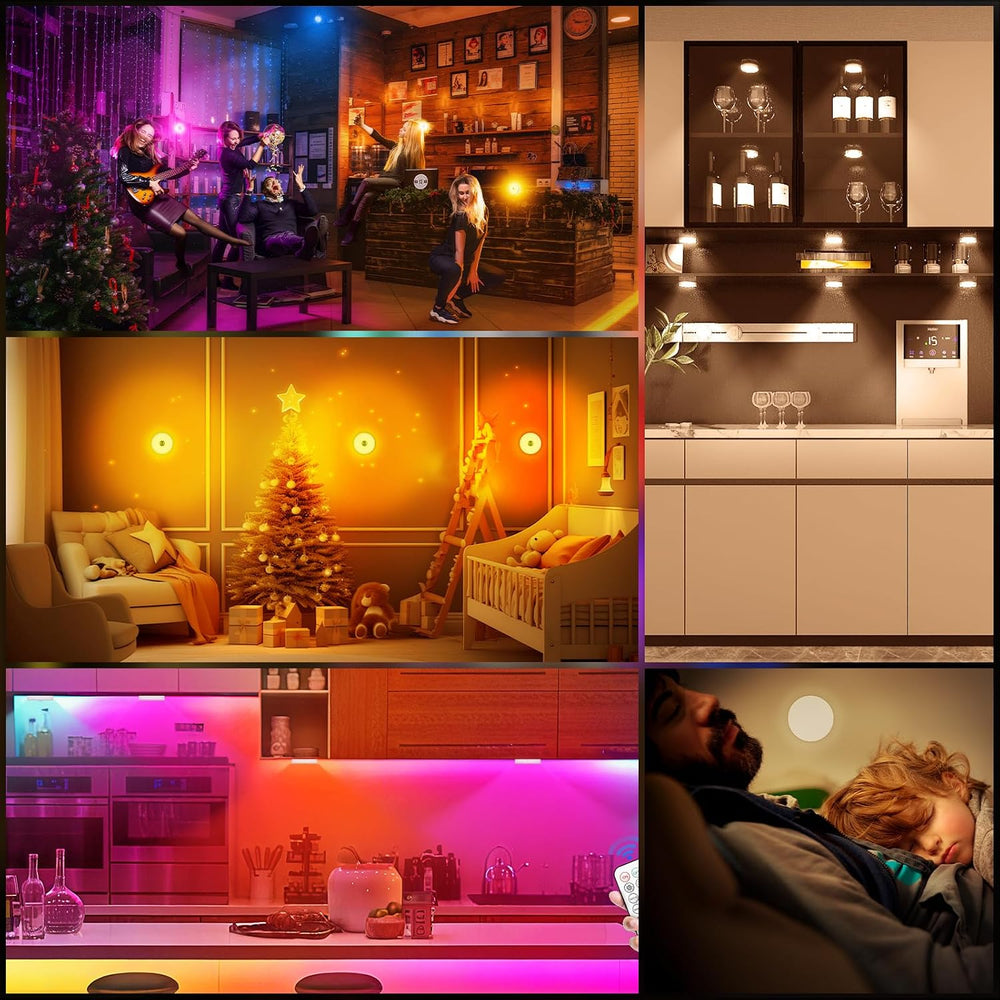 Rechargeable Puck Lights with Remote Control, 12 Color Changing Under Cabinet...