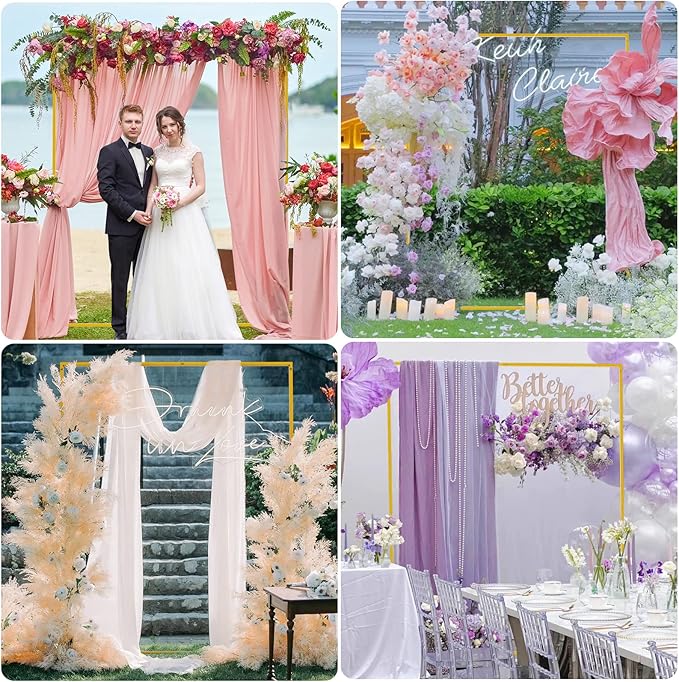 6.6FT x 5.2FT Wedding Arch Backdrop Gold Square Backdrop Stand Metal Balloon Arch Stand Rectangular Frame for Birthday Party Baby Shower Anniversary Decoration