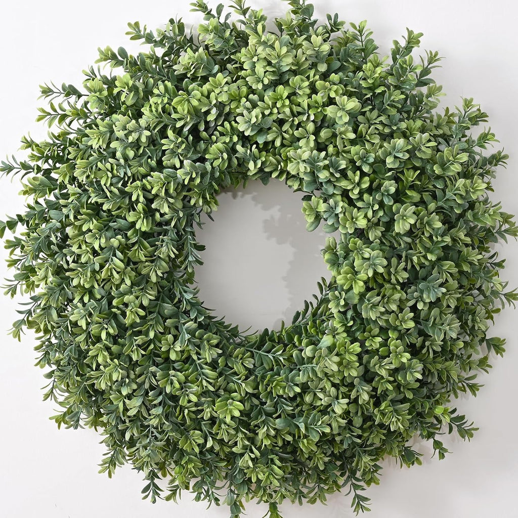Waipfaru 26'' Fall Boxwood Wreath for Front Door Decor, Green