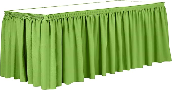 Ultimate Textile Pleat Polyester Fabric Table Skirt - Machine Washable Flame Resistant with Clips for Events, Weddings & Trade Shows, Cut & Sewn in Paterson, NJ - Lime, 21' Shirred Pleat
