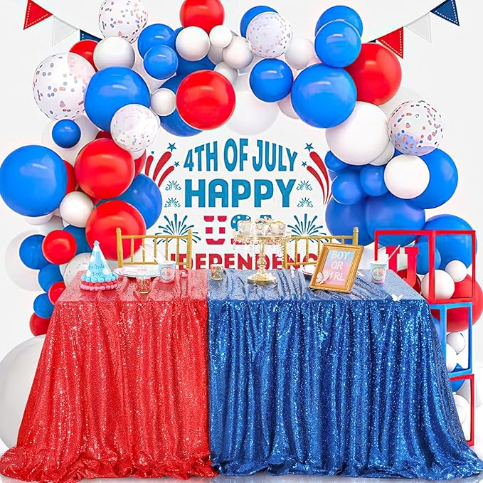 QueenDream Royal Blue Sequin Tablecloth for Party: Sparkly Tablecloth 90x156 - Royal Blue Table Decorations for Corporate Events Wedding Christmas