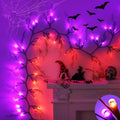 9 FT 72 LED Willow Vine Twig Decor Black Halloween Garland with Orange Purple Lights, Timer 8 Modes Waterproof Battery Operated Indoor Halloween Decorations for Wall Fireplace Mantle Home Office Decor
