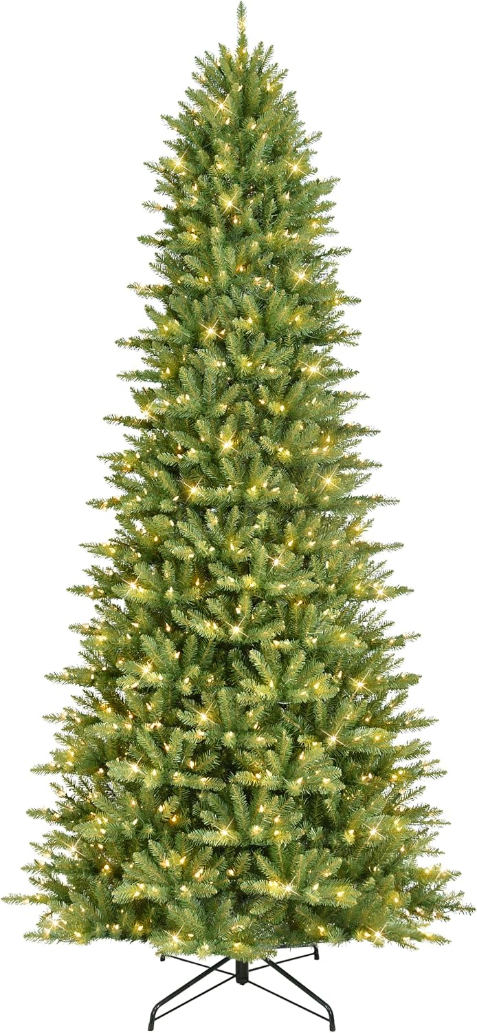 Puleo International 9ft Pre-Lit Slim Fraser Fir Artificial Christmas Tree