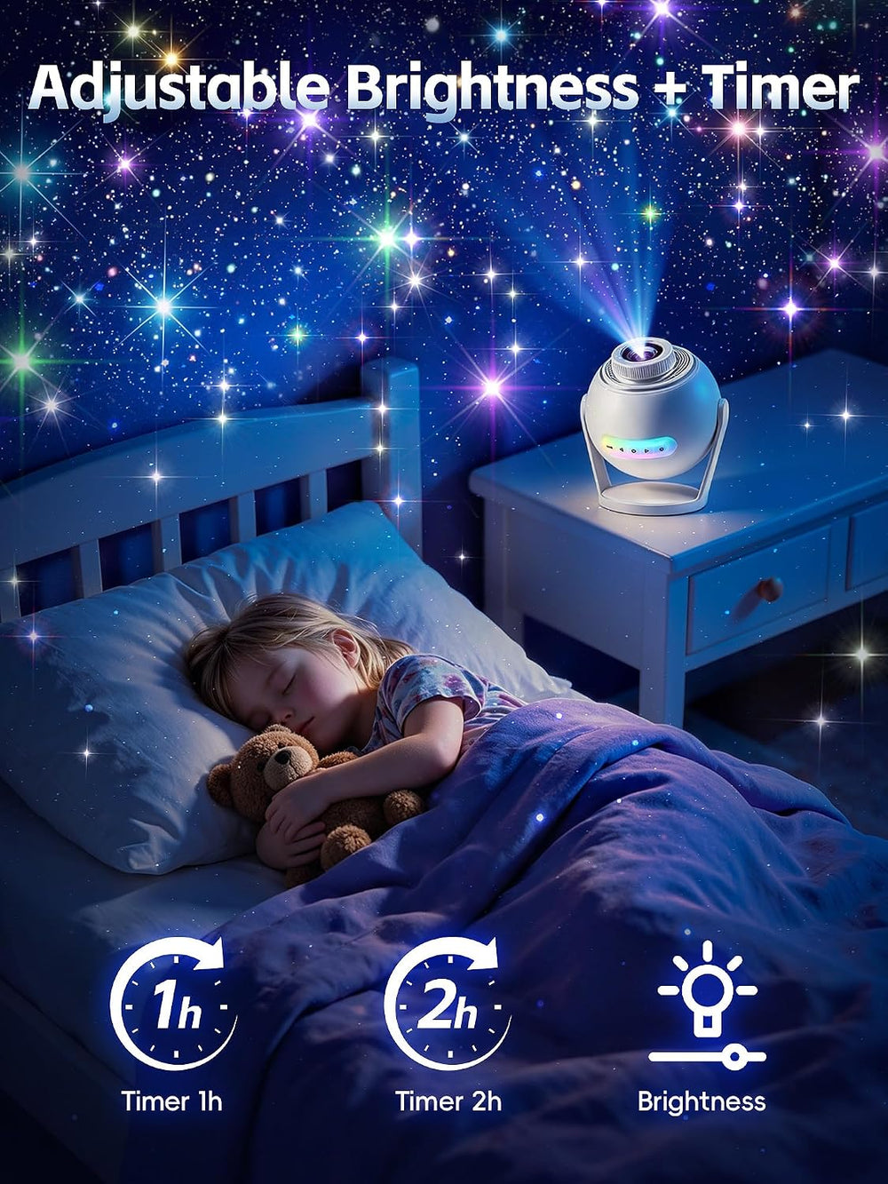 3D Galaxy Projector,Smart APP 60 Scenes Star Projector Bluetooth Speaker