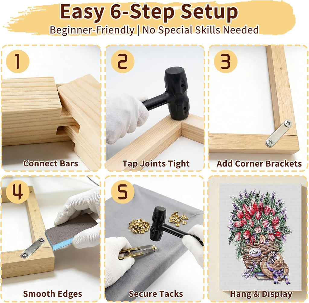 24-pc needlepoint stretcher bars kit for needlework & showing dimensions