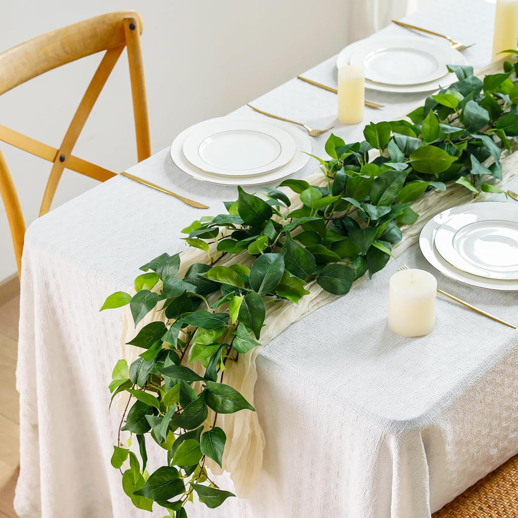 ucky 4Pack Total 24FT Green Fake Vines Ivy Leaves Vines for Bedroom Greenery Garland Fake Leaves Leaf Wall Decor Faux Hanging Vines Plants Outdoor Garland