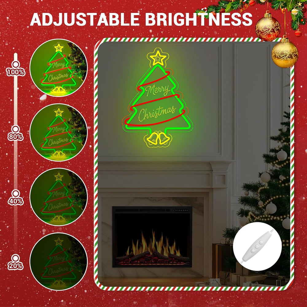 Christmas Tree Neon Signs, 16.9" x 12.1" Acrylic LED Neon Sign for ...