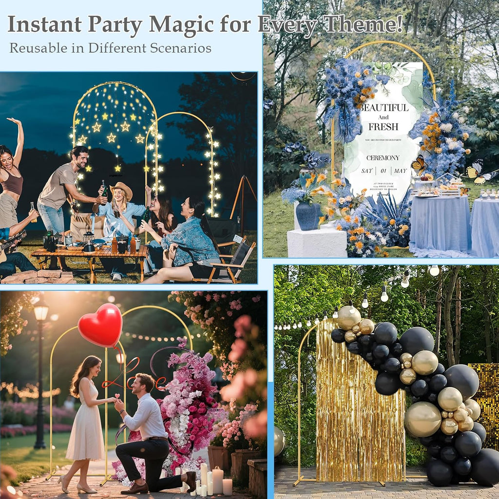 7.2FT 6FT Arch Backdrop Stand, Wedding Arch with Base Set of 2 for Birthday