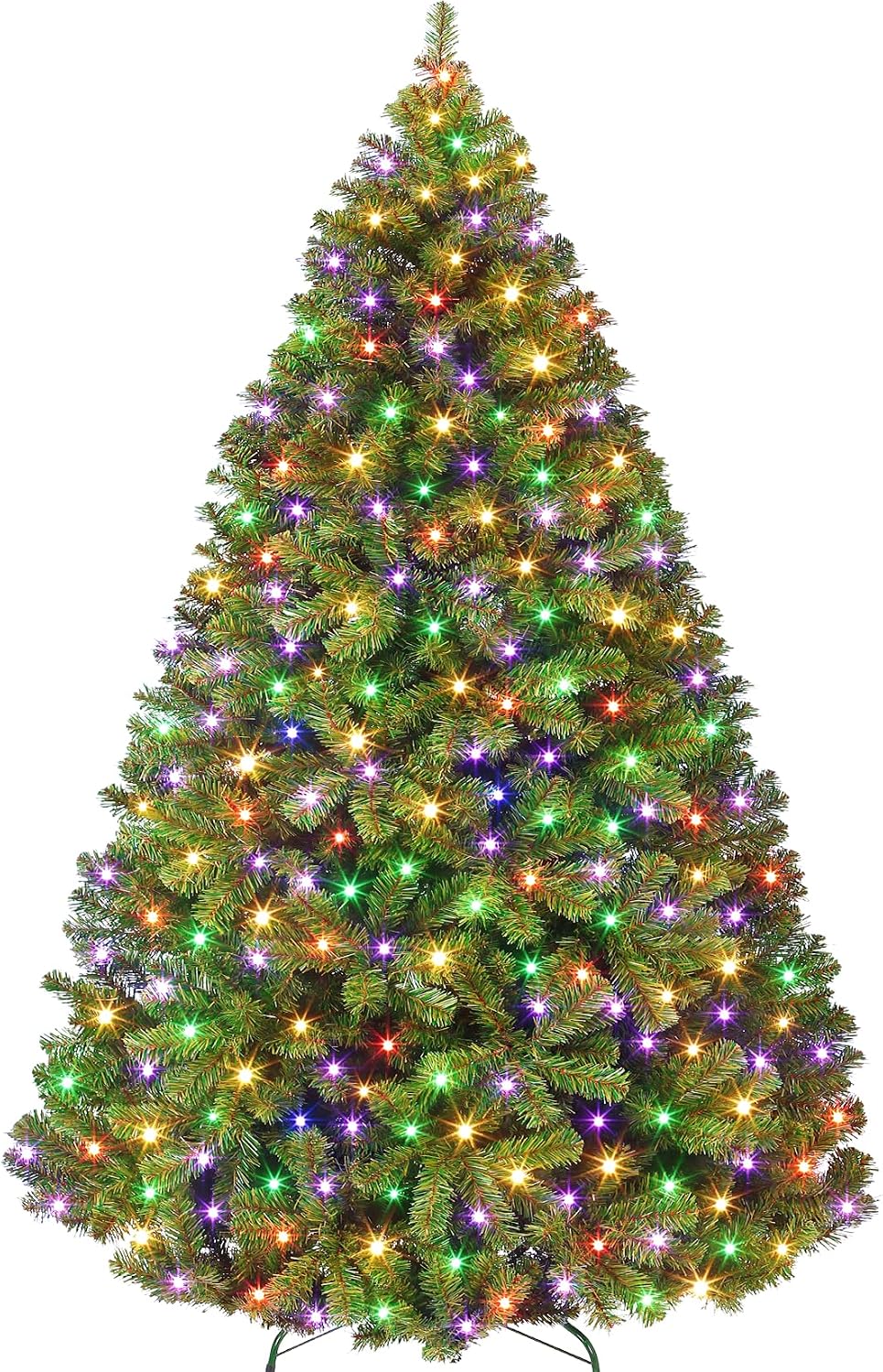 GAOMON 7.5ft Prelit Noble Fir Wide Artificial Christmas Tree w/RGBW Light