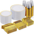 Goodluck 600 Pieces Gold Disposable Plastic Plates for 100 Guests